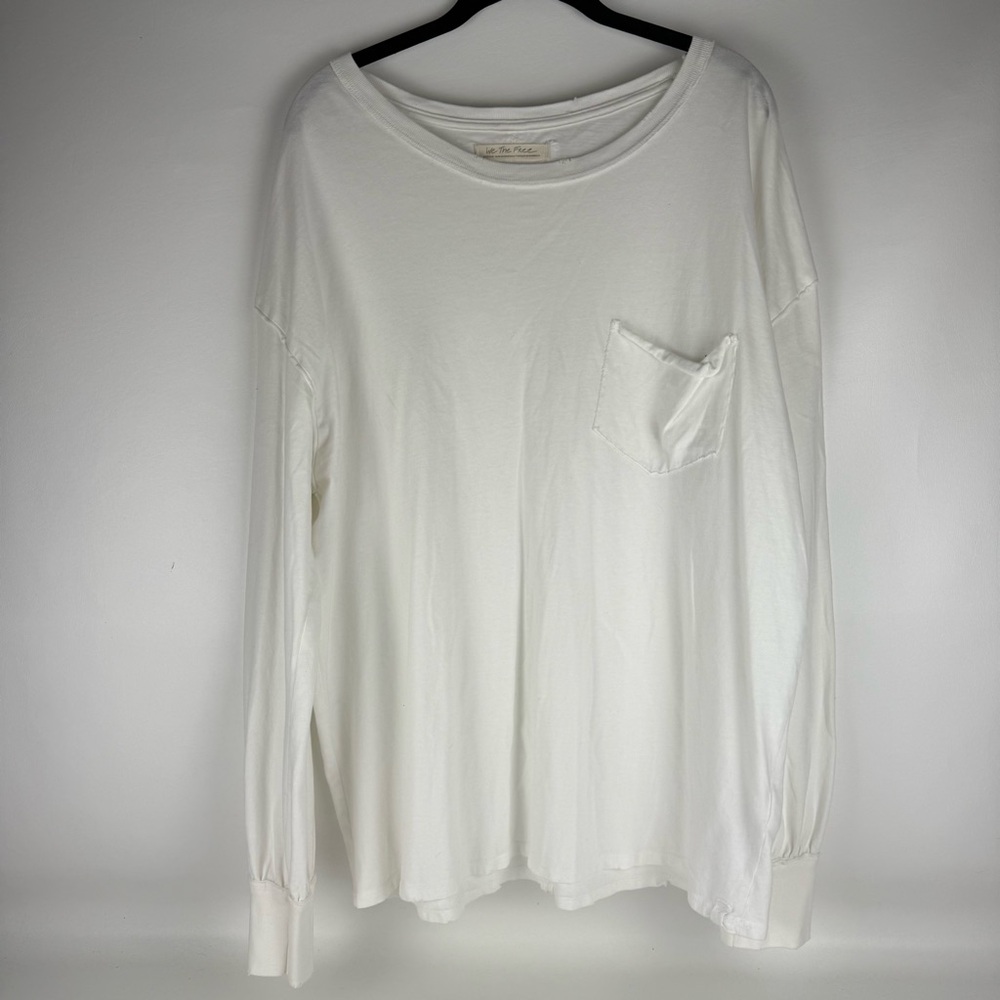 We The Free by Free People Oversized Long Sleeve Tee – White – Size M